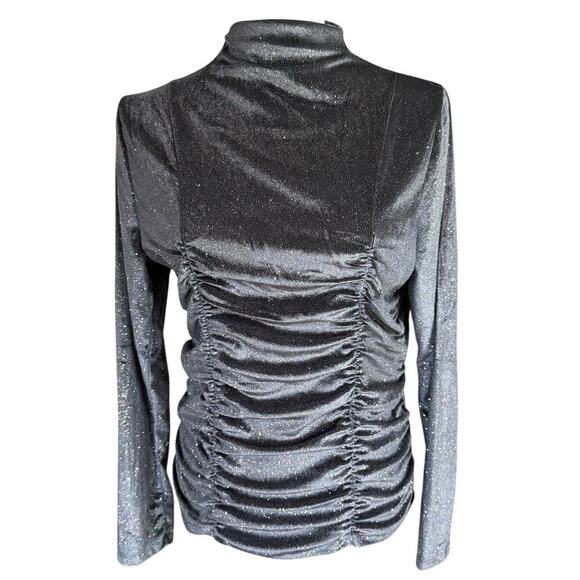 A Love Story Tops - A Love Story Top Glitter Ruching Gray L/S Large Stretch Whimsical DarkFairy